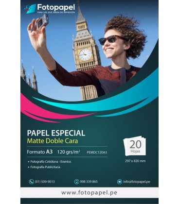 Papel Especial Matte Doble Cara A3 de 120g