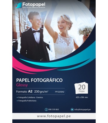 Papel Fotográfico Glossy A2 de 230g - 20 unid.