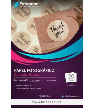Papel Fotográfico Adhesivo Glossy A3 de 135g